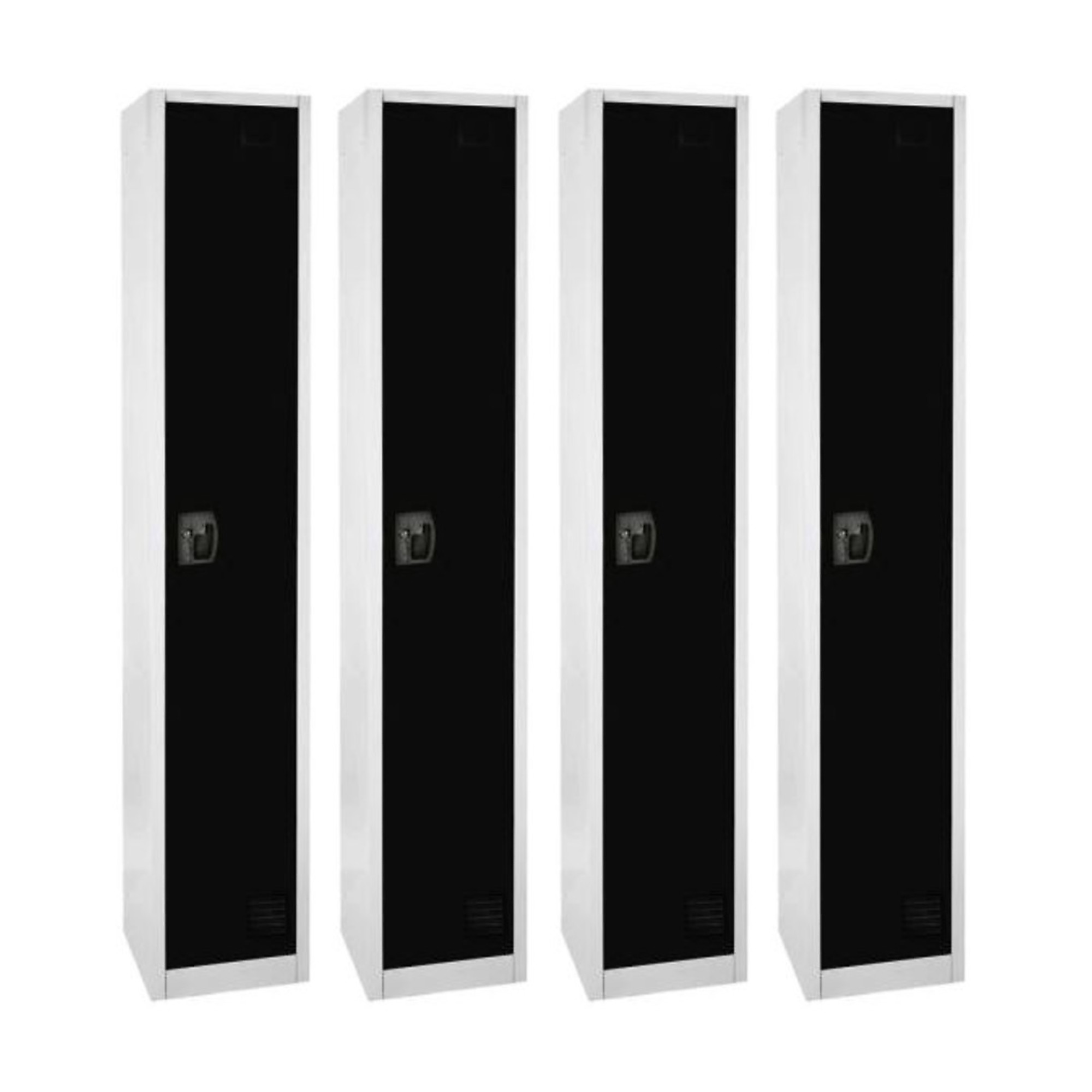 Alpine, 72in.H 1-Tier Steel Storage Locker, Black, 4-Pack, Height 72 in, Width 12 in, Color Black, Model# ADI629-201-BLK-4PK